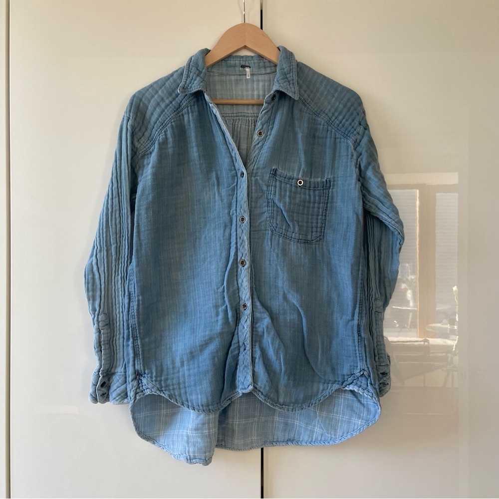 Free People Marella Double Cloth Buttondown Shirt CP Shades